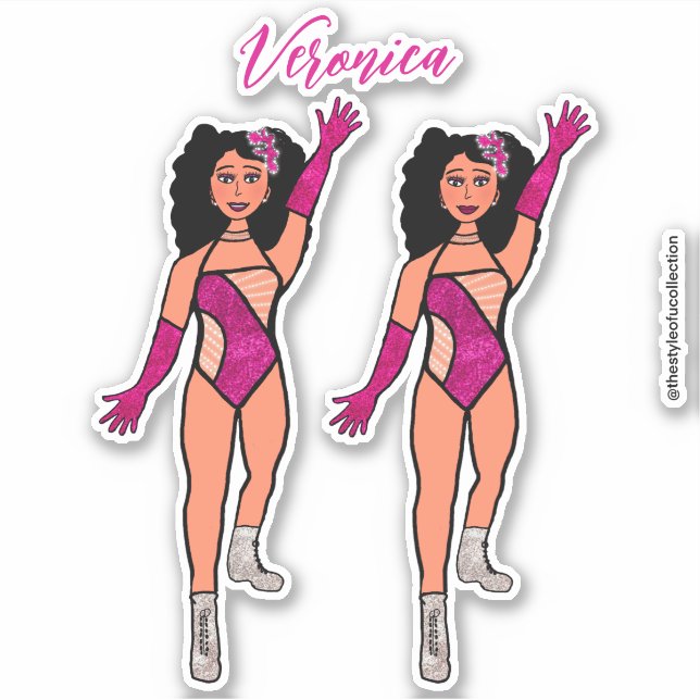 Ajouter un nom Sticker Dancer Fuchsia & Diamonds B (Devant)