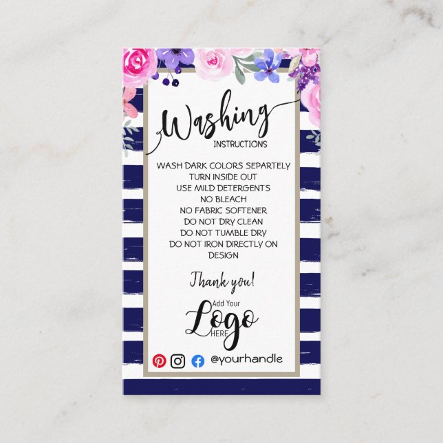 AJOUTER VOS instructions de lavage LOGO CARTES DE  (Devant)