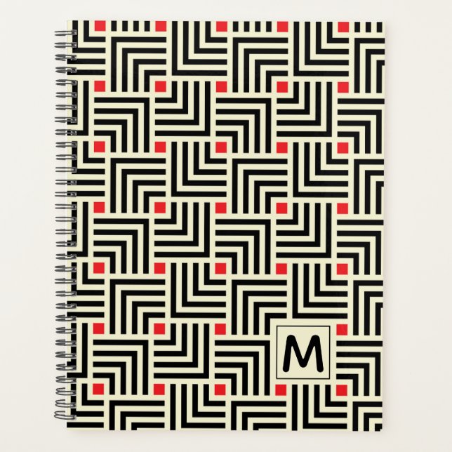 Ajouter votre initiale | Motif Lignes géométriques (Devant)