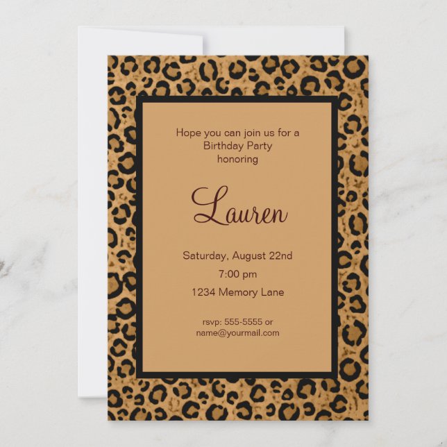 Ajouter votre invitation d'anniversaire Leopard d' (Devant)