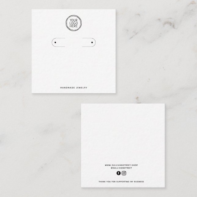Ajouter votre logo Boucle Boucles d'oreilles Carte (Devant / Derrière)