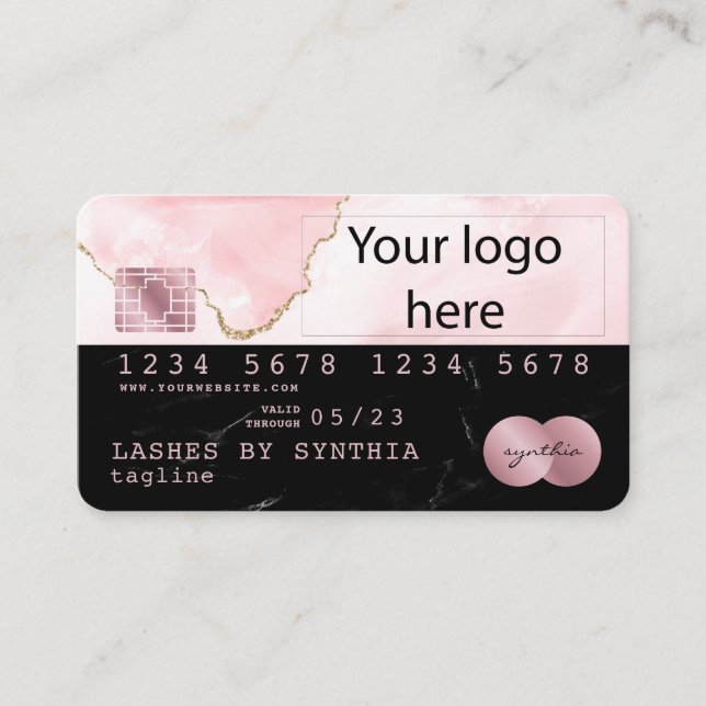 ajouter votre logo Carte de crédit Marbre noir ros (Devant)