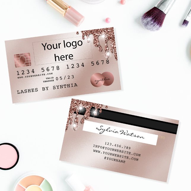 Ajouter Votre Logo Carte de crédit Rose Styled Gol (Créateur téléchargé)