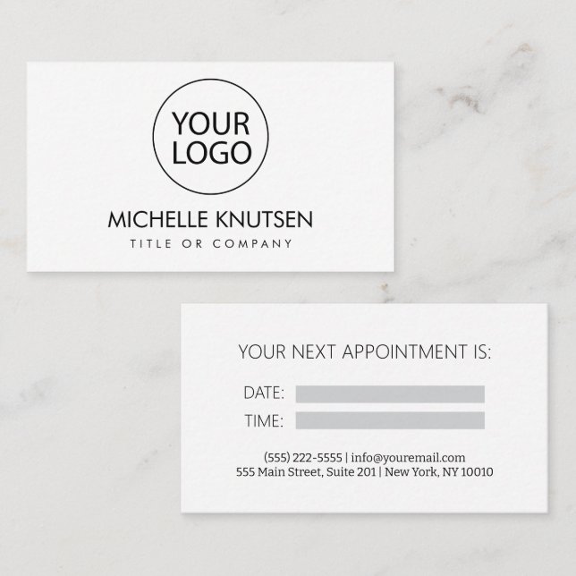 Ajouter votre logo Carte de rendez-vous profession (Devant / Derrière)