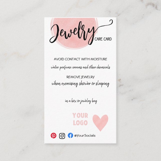 AJOUTER VOTRE LOGO CARTES DE BIJOUX (Devant)