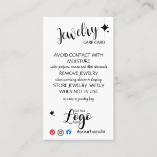 AJOUTER VOTRE LOGO CARTES DE SOINS DE BIJOUX PETIT