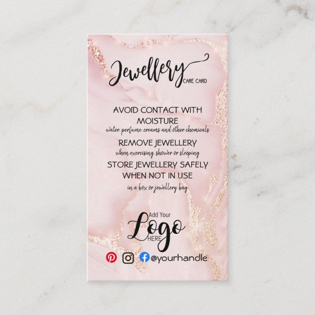 AJOUTER VOTRE LOGO CARTES DE SOINS DE BIJOUX PETIT (Devant)