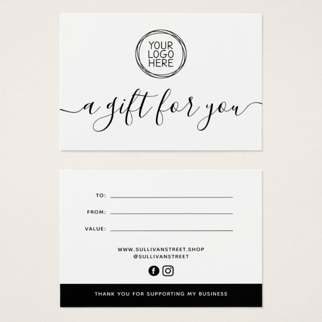 Ajouter Votre Logo Certificat Cadeau Minimaliste (Devant & derrière)