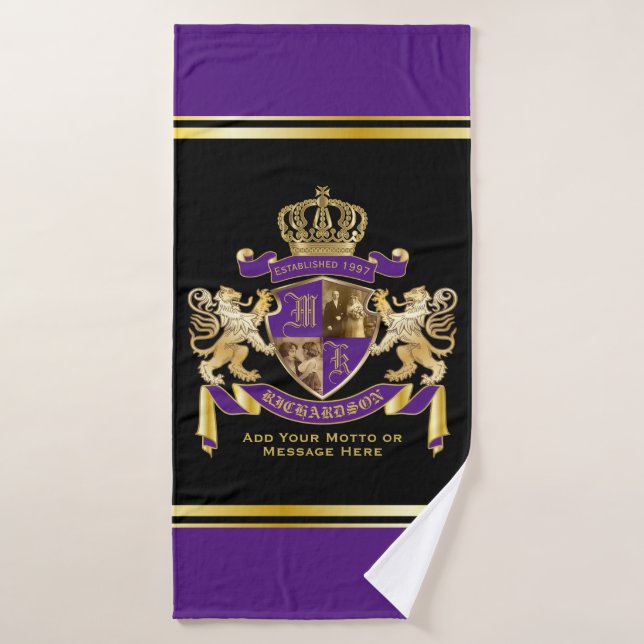 Ajouter Votre Manteau Photo Armoiries Monogramme E (Serviette de bain)
