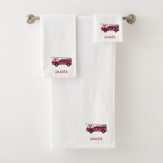 Ajouter votre nom Camion de feu rouge Enfants pers (En situation)