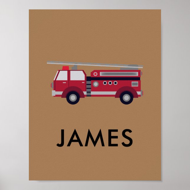 Ajouter votre nom Camion de feu rouge Poster perso (Devant)