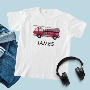 Ajouter votre nom Camion feu rouge T-shirt personn