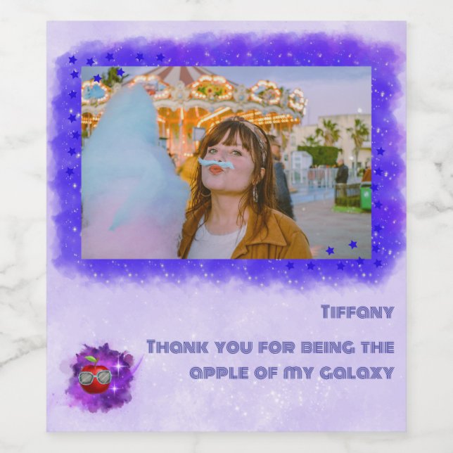 Ajouter votre photo dans Thankful Galaxy Étiquette (Étiquettes simples)