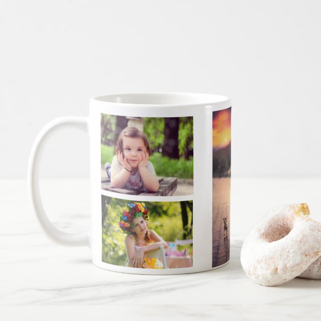 Ajouter votre propre 5 photo Collage de café Mug (Avec donut)