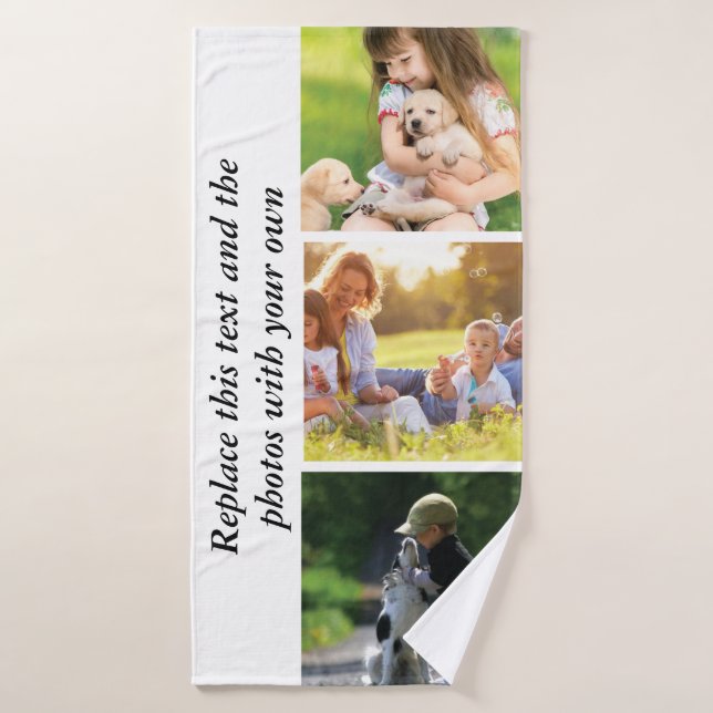 Ajouter votre propre texte et photos (Serviette de bain)