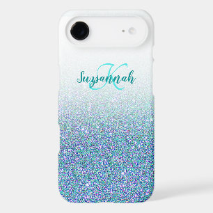 Ajoutez un nom personnalisé bleu vert paillettes o