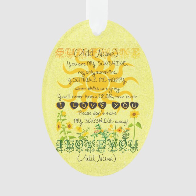 Ajoutez un nom que vous êtes mon soleil (devant)