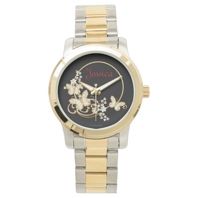 Ajoutez une montre de nom avec des papillons et de (devant)