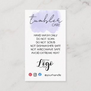 AJOUTEZ VOTRE LOGO CARTES DE SOIN DE TUMBLER vinyl