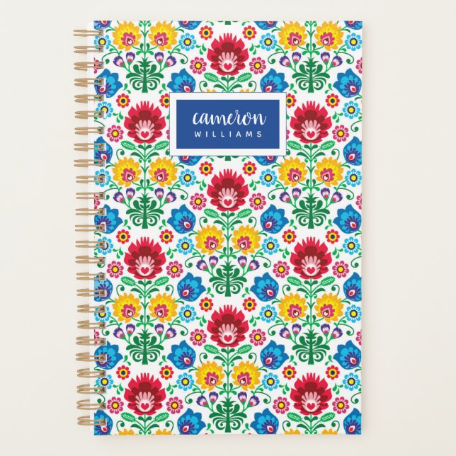 Ajoutez votre nom | Floral Heart Folk Art Motif (Devant)