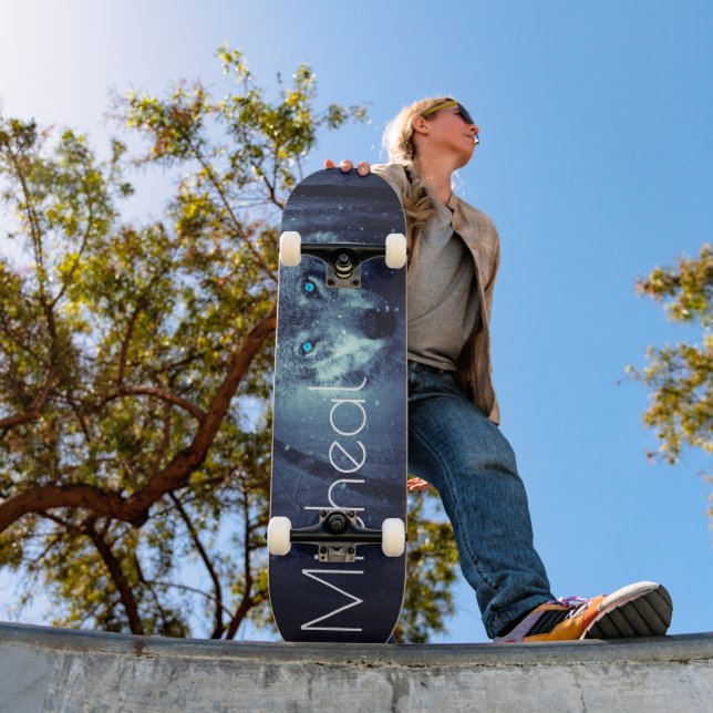 AJOUTEZ VOTRE NOM/Loup dans le skateboard de neige (Extérieur 1)