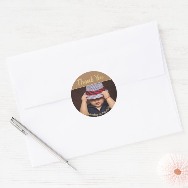 Ajoutez votre propre photo Stickers Merci Annivers (Enveloppe)