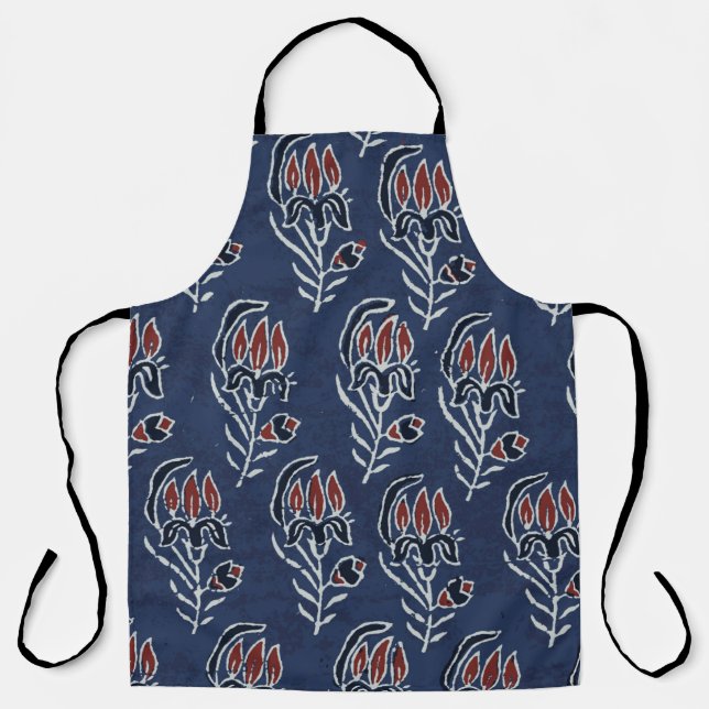 Ajrakh Pattern and block print Pattern and batik p Apron (Front)