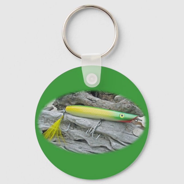 AJS Popper "Green Greenie" Saltwater Fishing Lure Keychain (Front)