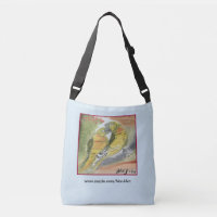 Conception de deux perruches par ni J sur le sac