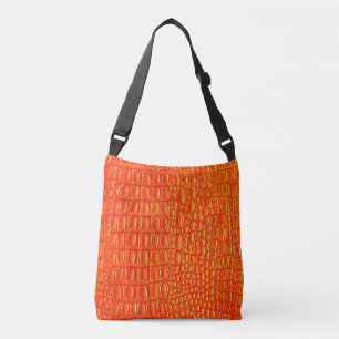 Ajustable Crocodile orange imprimé en cuir Crossbody Sac