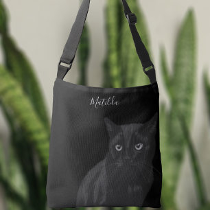 Ajustable Cute Black Cat Art Personnalisé Sac Crossbody