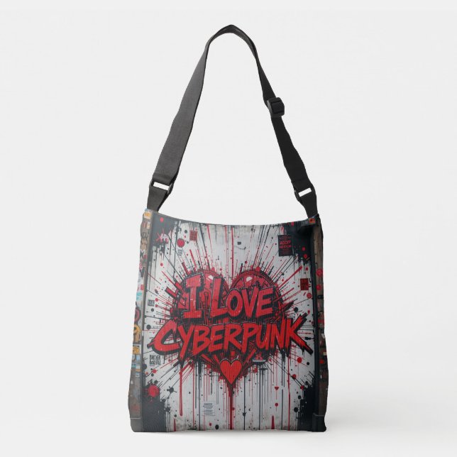 Ajustable Cyberpunk Graffiti Crossbody sac (Devant)