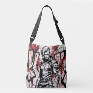 Ajustable Cyberpunk Warrik Graffiti Crossbody Sac
