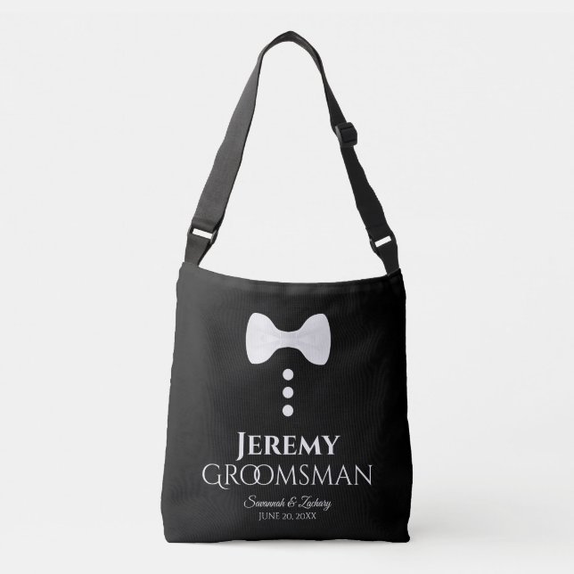 Ajustable Groomsman White Cravate Mariage sac à bagages (Devant)