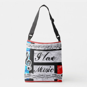 Ajustable "Je beau sac fourre-tout Artsy à musique aime