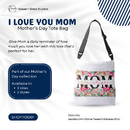Ajustable "Je t'aime Maman" Sac de courses de la fête des mè