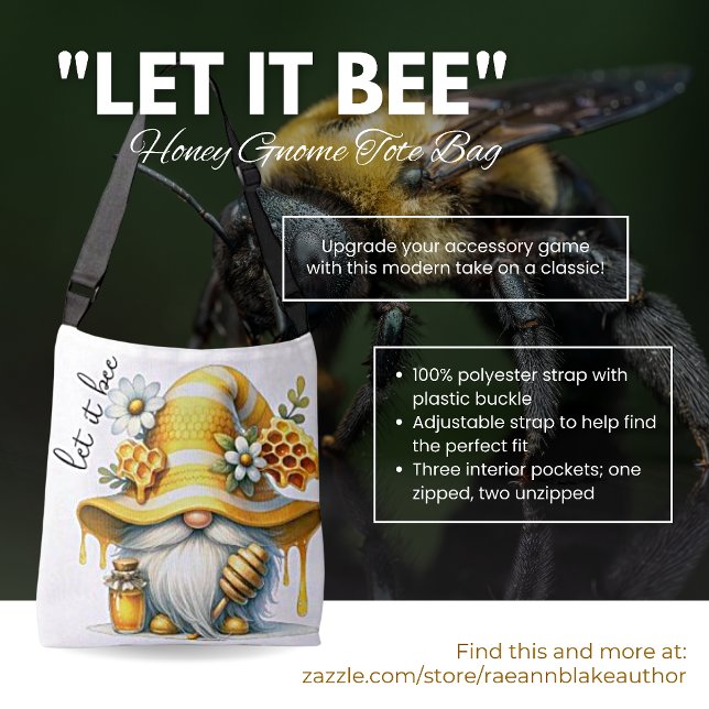 Ajustable "Let It Bee" Sac fourre-tout Honey Gnome (Créateur téléchargé)