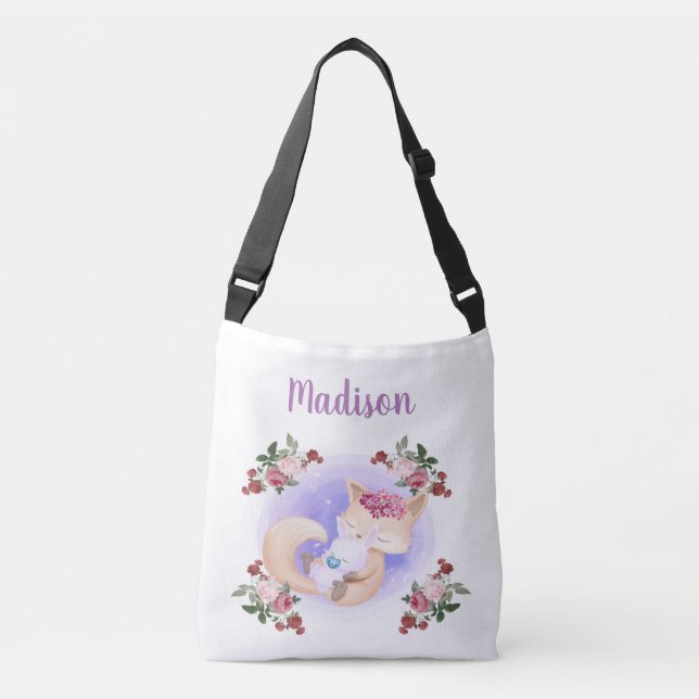 Ajustable Mère Fox Hug Bébé Lapin Lapin Sac Crossbody (Devant)