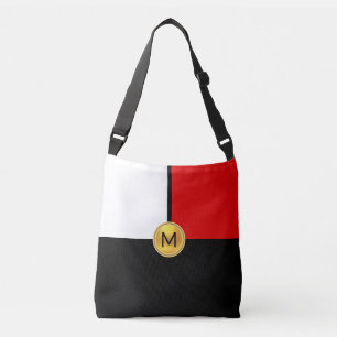 Ajustable Monogramme sur sac bandoulière noir, rouge et blan