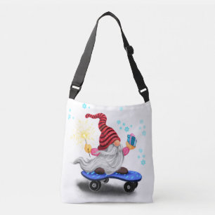 Ajustable Patinage Gnome Noël Crossbody sac