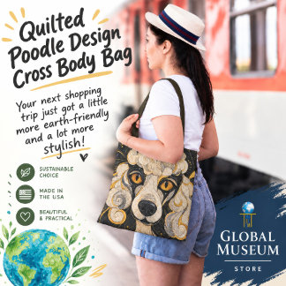 Ajustable Sac à bandoulière à motif de caniche matelassé