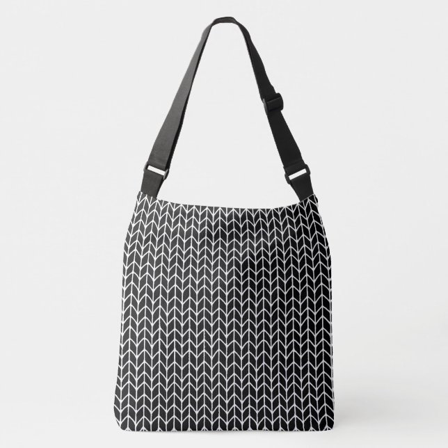 Ajustable Sac à bandoulière en tricot noir (Devant)