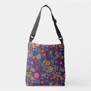 Ajustable Sac à bandoulière Paon flamant Paisley en saphir