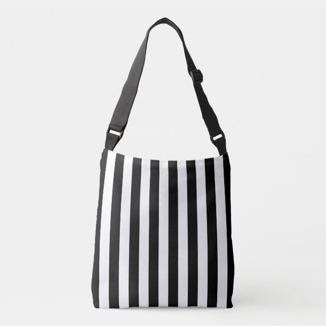 Ajustable sac à bandoulière rayé noir et blanc (Devant)