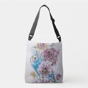 Ajustable Sac à carrosserie bleu Budgie Birds & Rose Waterc