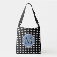 Sac à couches de monogramme noir et blanc Polka Do