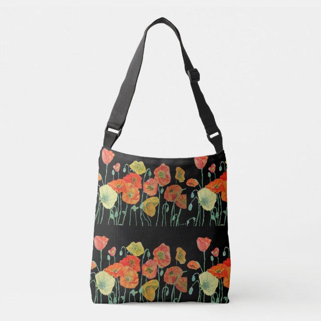 Ajustable Sac à fleurs fleuris rouge orange jaune Poppies (Devant)