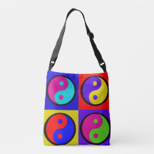 Sac à main bloc de couleurs Yin Yang coloré rétro