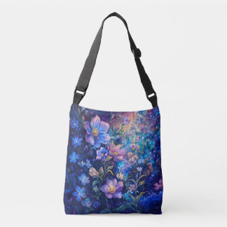 Ajustable Sac à main Fleurs de nuit bleues 