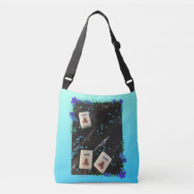 Sac carrossable à thème bleu à fleurs mahjong